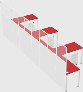 Shared l-shaped cubicle