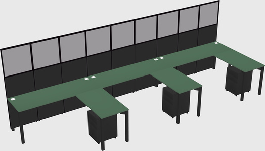 Shared l-shaped cubicle