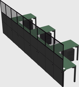 Shared l-shaped cubicle