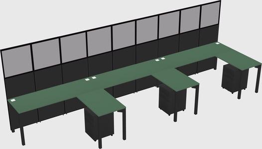 Shared l-shaped cubicle