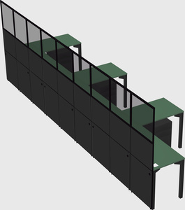 Shared l-shaped cubicle