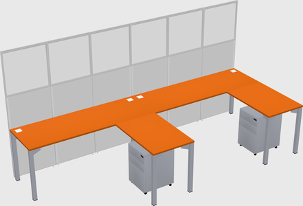 Shared l-shaped cubicle
