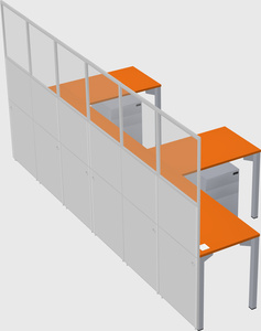 Shared l-shaped cubicle