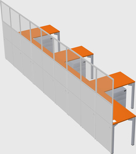 Shared l-shaped cubicle
