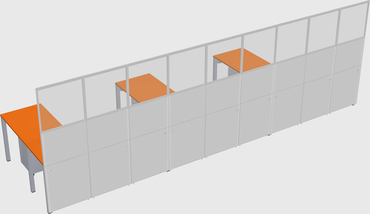 Shared l-shaped cubicle