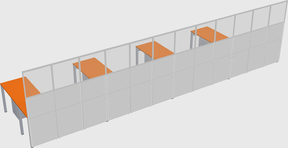 Shared l-shaped cubicle