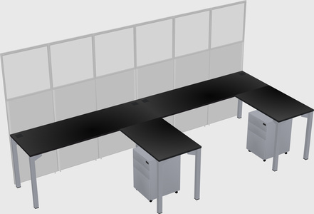 Shared l-shaped cubicle