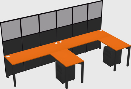 Shared l-shaped cubicle
