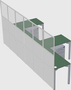 Shared l-shaped cubicle