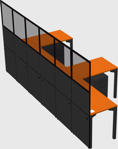 Shared l-shaped cubicle
