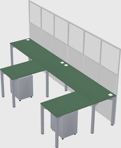 Shared l-shaped cubicle