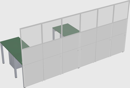 Shared l-shaped cubicle
