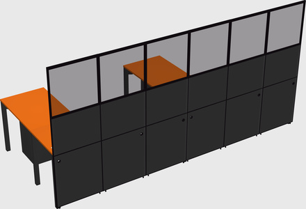 Shared l-shaped cubicle