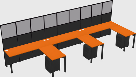 Shared l-shaped cubicle