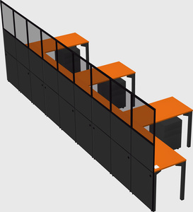 Shared l-shaped cubicle