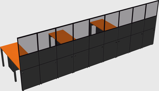 Shared l-shaped cubicle