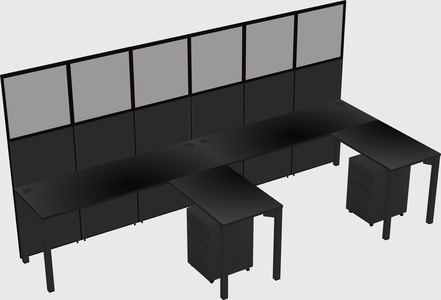 Shared l-shaped cubicle