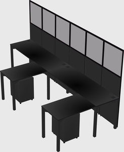 Shared l-shaped cubicle