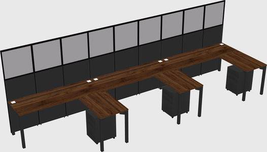Shared l-shaped cubicle