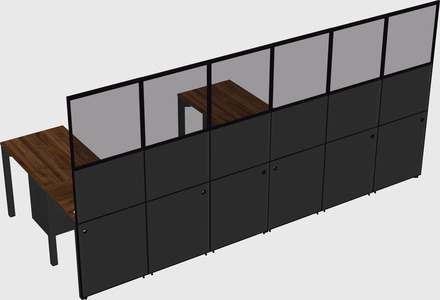 Shared l-shaped cubicle