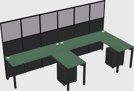 Shared l-shaped cubicle