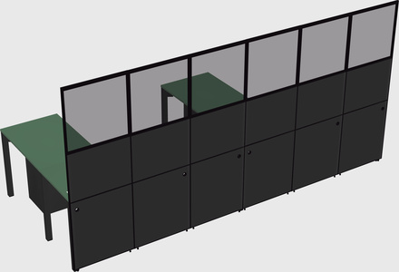 Shared l-shaped cubicle