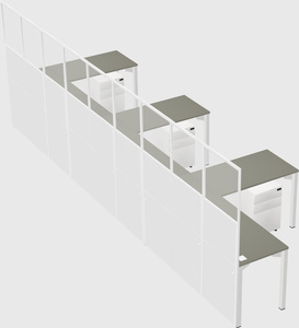Shared l-shaped cubicle