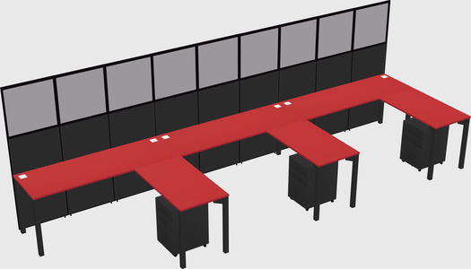 Shared l-shaped cubicle