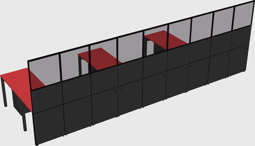 Shared l-shaped cubicle