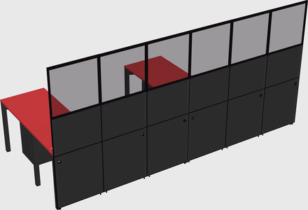 Shared l-shaped cubicle