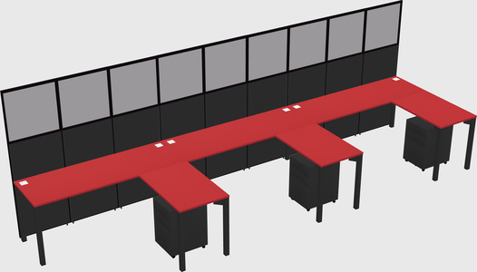 Shared l-shaped cubicle