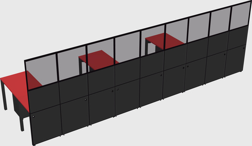 Shared l-shaped cubicle