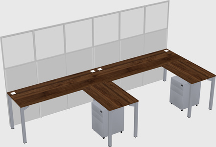 Shared l-shaped cubicle