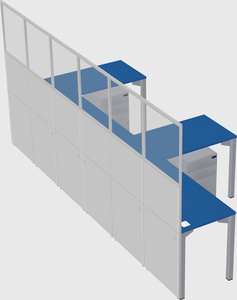 Shared l-shaped cubicle