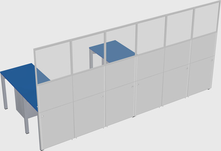 Shared l-shaped cubicle