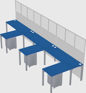 Shared l-shaped cubicle