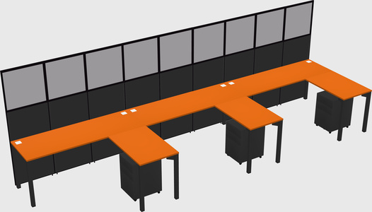 Shared l-shaped cubicle