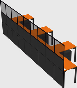 Shared l-shaped cubicle
