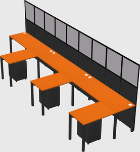 Shared l-shaped cubicle