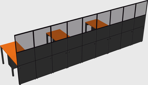 Shared l-shaped cubicle