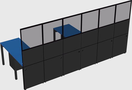 Shared l-shaped cubicle