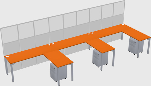 Shared l-shaped cubicle