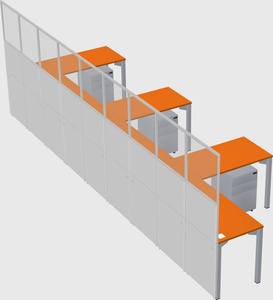 Shared l-shaped cubicle