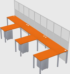 Shared l-shaped cubicle