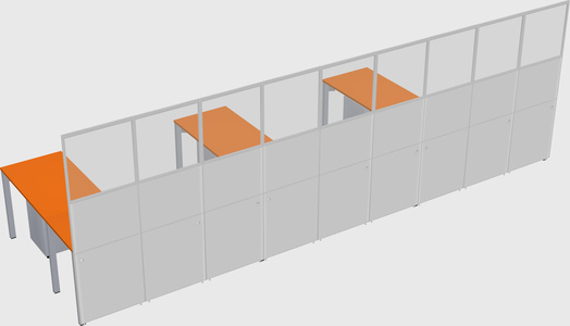 Shared l-shaped cubicle