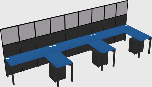Shared l-shaped cubicle