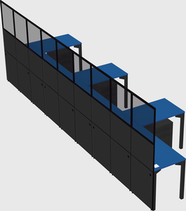 Shared l-shaped cubicle