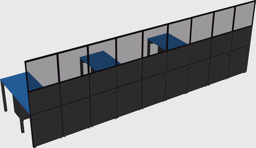 Shared l-shaped cubicle