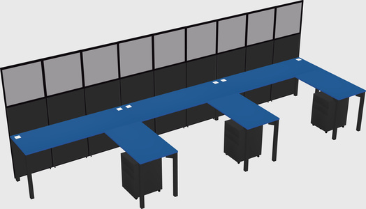 Shared l-shaped cubicle