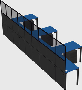 Shared l-shaped cubicle